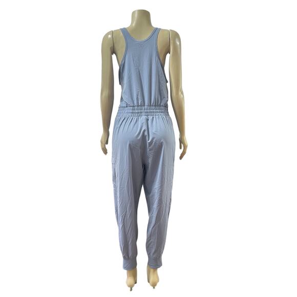 Calia by Carrie Underwood Jumpsuit Large Cinch Waist Tapered Leg Loungwear Blue - Picture 5 of 11